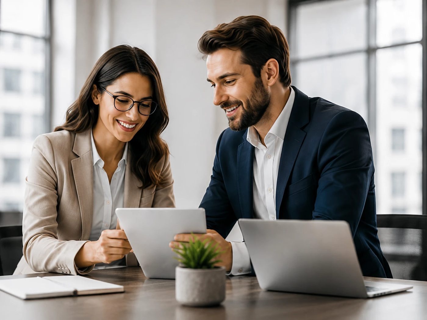 Two ClearPath advisors reviewing a return with a client